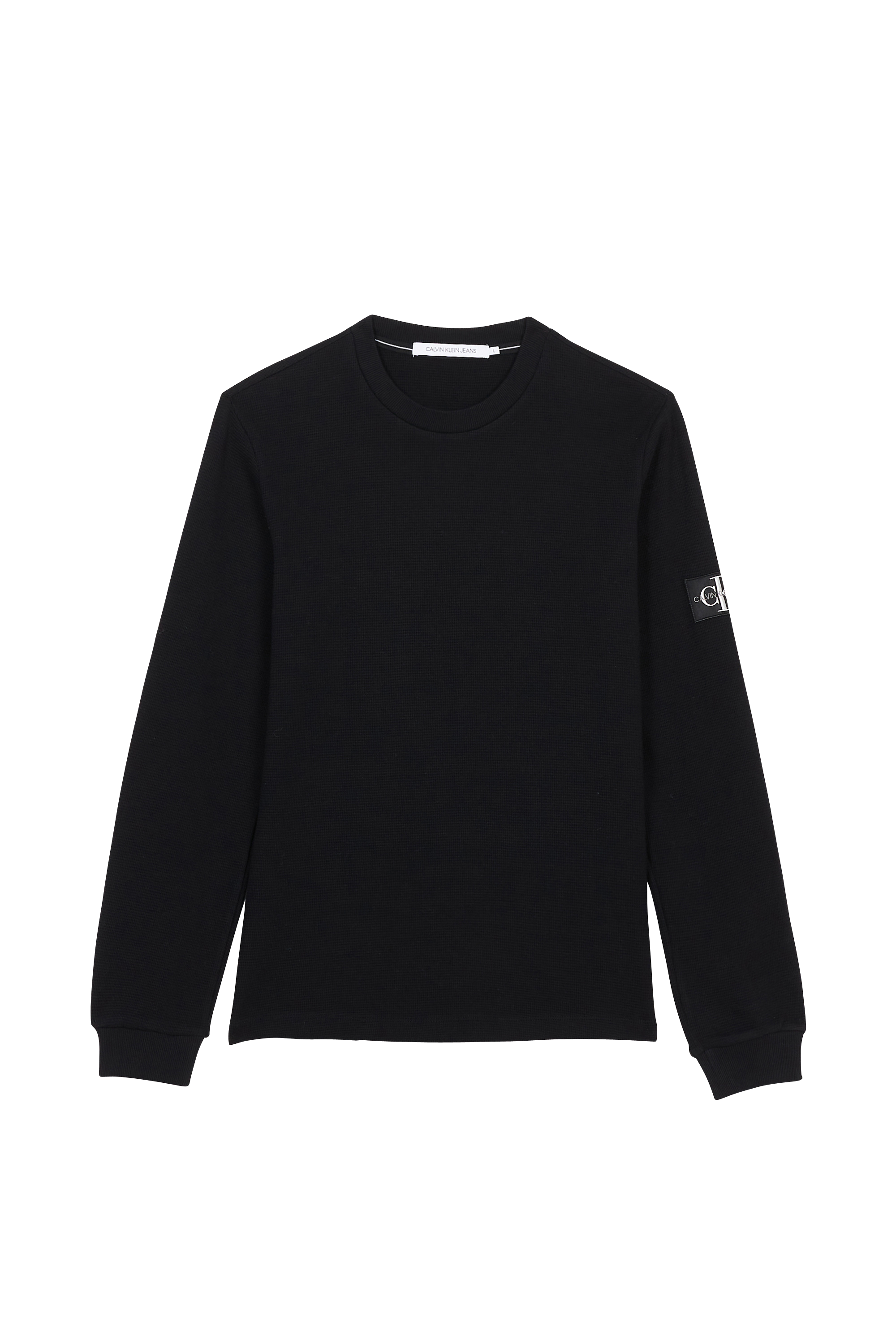 CALVIN KLEIN JEANS Pull MONOGRAM BADGE WAFFL Noir