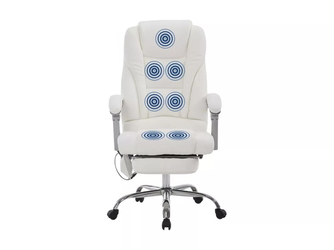 Chaise de bureau - Similicuir & Noyer - Blanc - Pacific