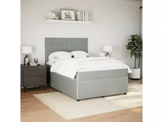 Sommier à lattes de lit et matelas Gris clair 160x200cm Velours