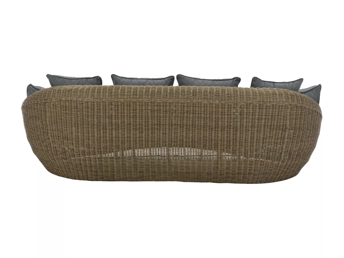 Salon de jardin en résine tressée naturel foncé : canapé, 2 fauteuils et table basse - WHITEHEAVEN de MYLIA