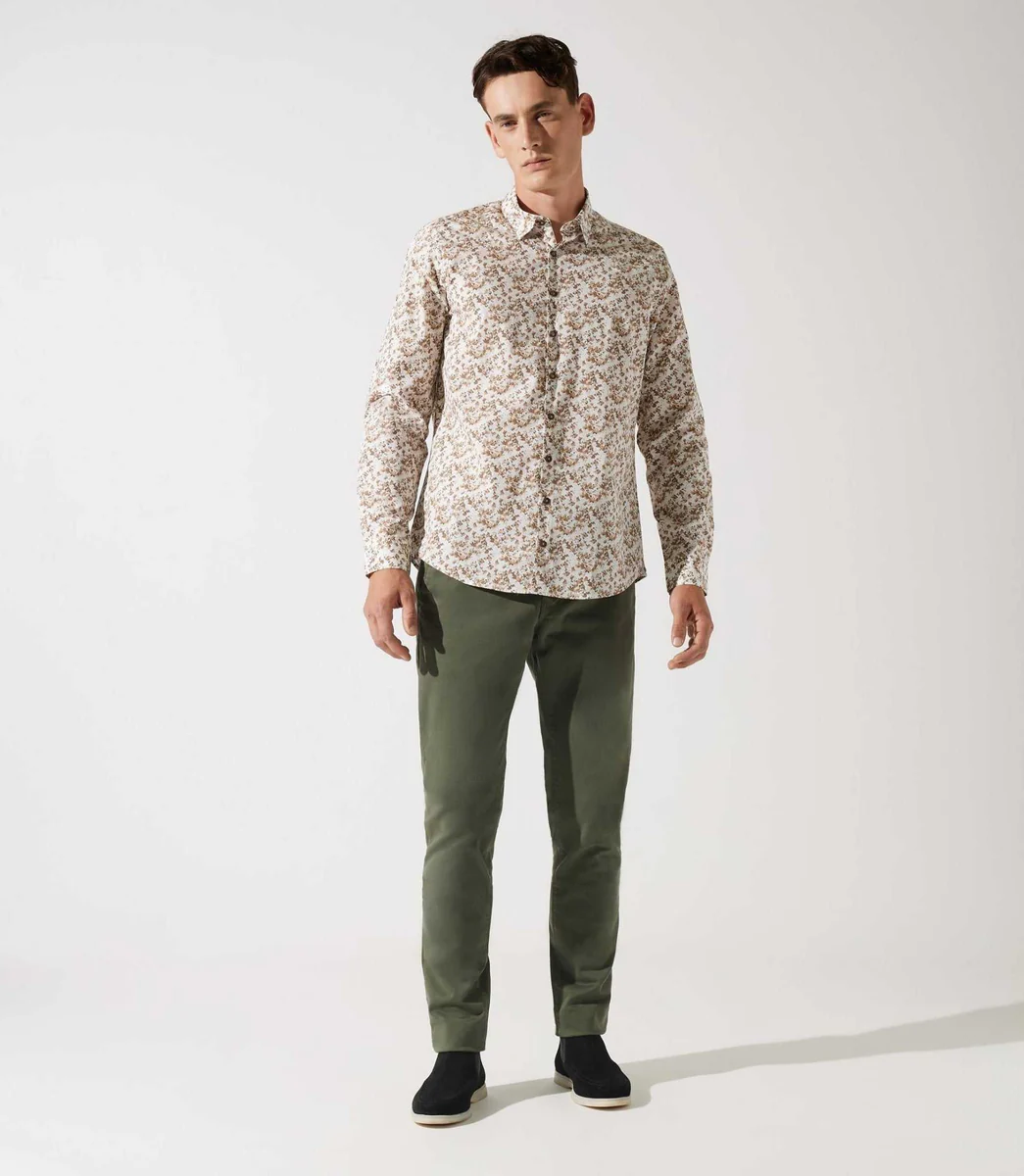 Chemise droite à imprimé floral kaki JACKI