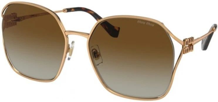 Miu Miu - MU 52WS - Zonnebrillen - Bruin - Metaal - Geometrisch