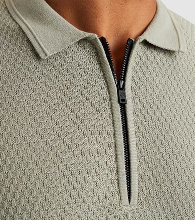 Cast Iron Long Sleeve Half Zip Poloshirt Structuur Lichtgroen CPS2502820-6169 kopen