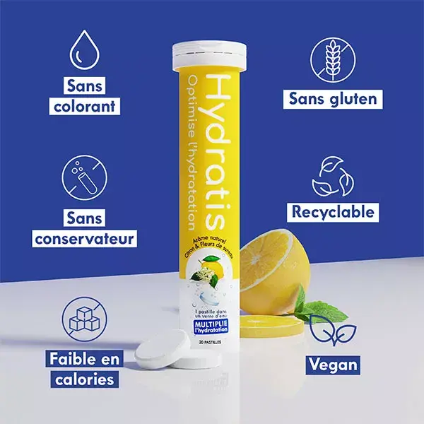 Pastilhas Hydratis Limão e Flor de Sabugueiro, 20 unidades