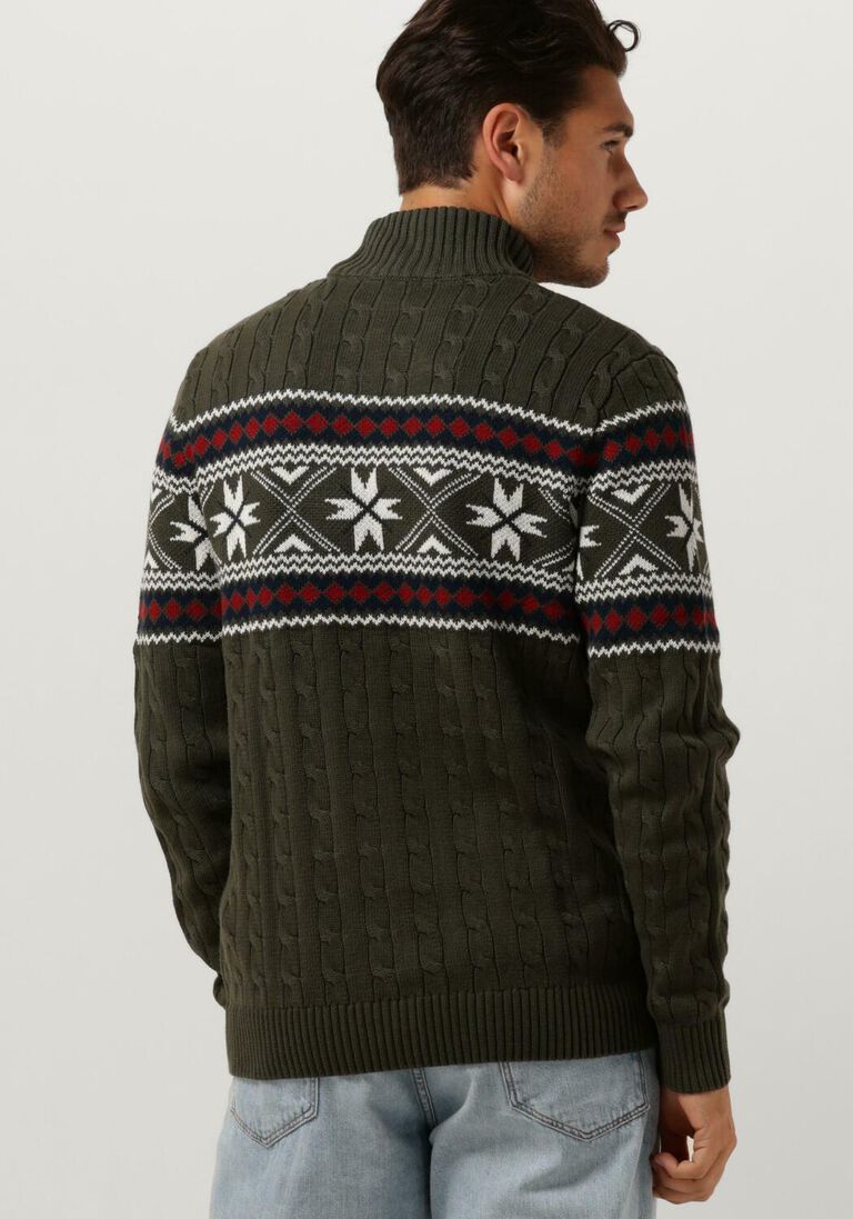 SELECTED HOMME donkergroene selected homme coltrui slhflake ls knit cable high ne