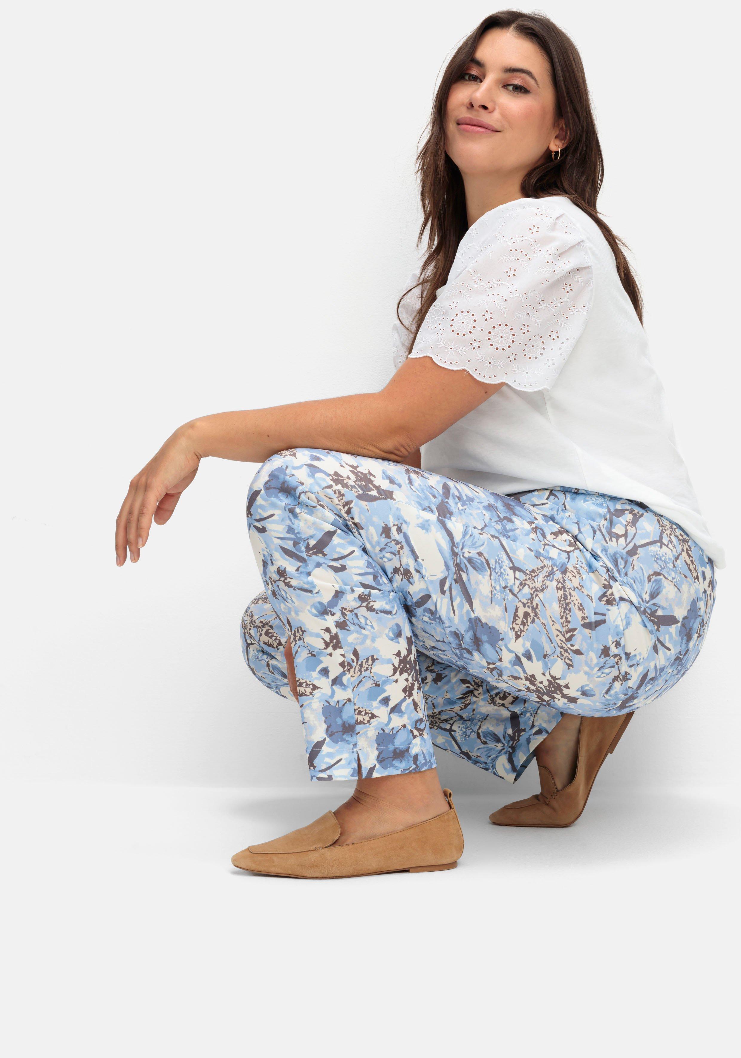Schmale Schlupfhose aus Bengalin, mit Print
