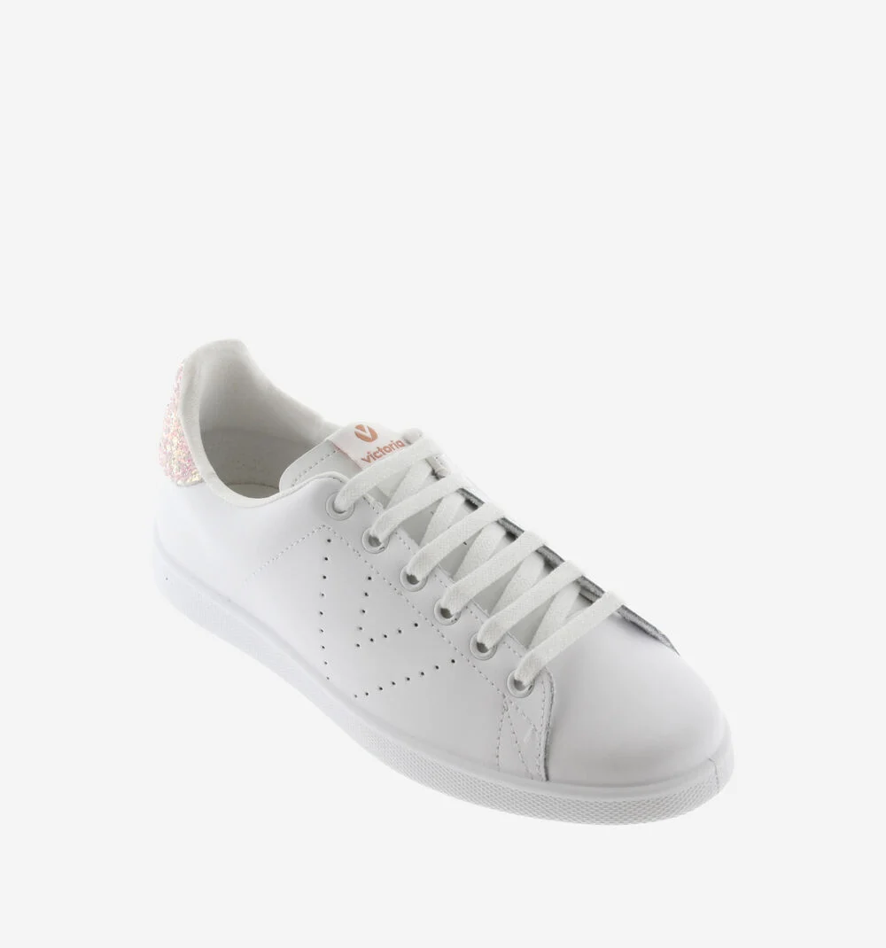 TENIS CUIR & GLITTER Baskets blanches en cuir GROSELLA