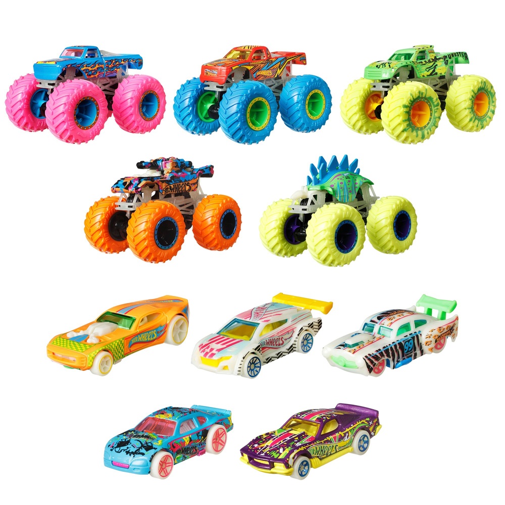 Hot Wheels 1:64 Maßstab Leuchtende Kollektion 10er-Packung Diecast