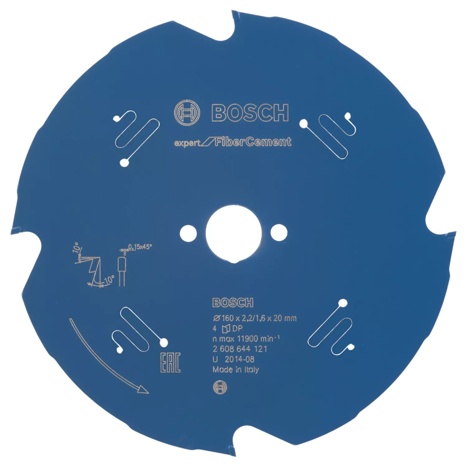 Bosch 2608644121 Expert Cirkelzaagblad - 160 x 20 x 4T - Vezelcement - Carbide
