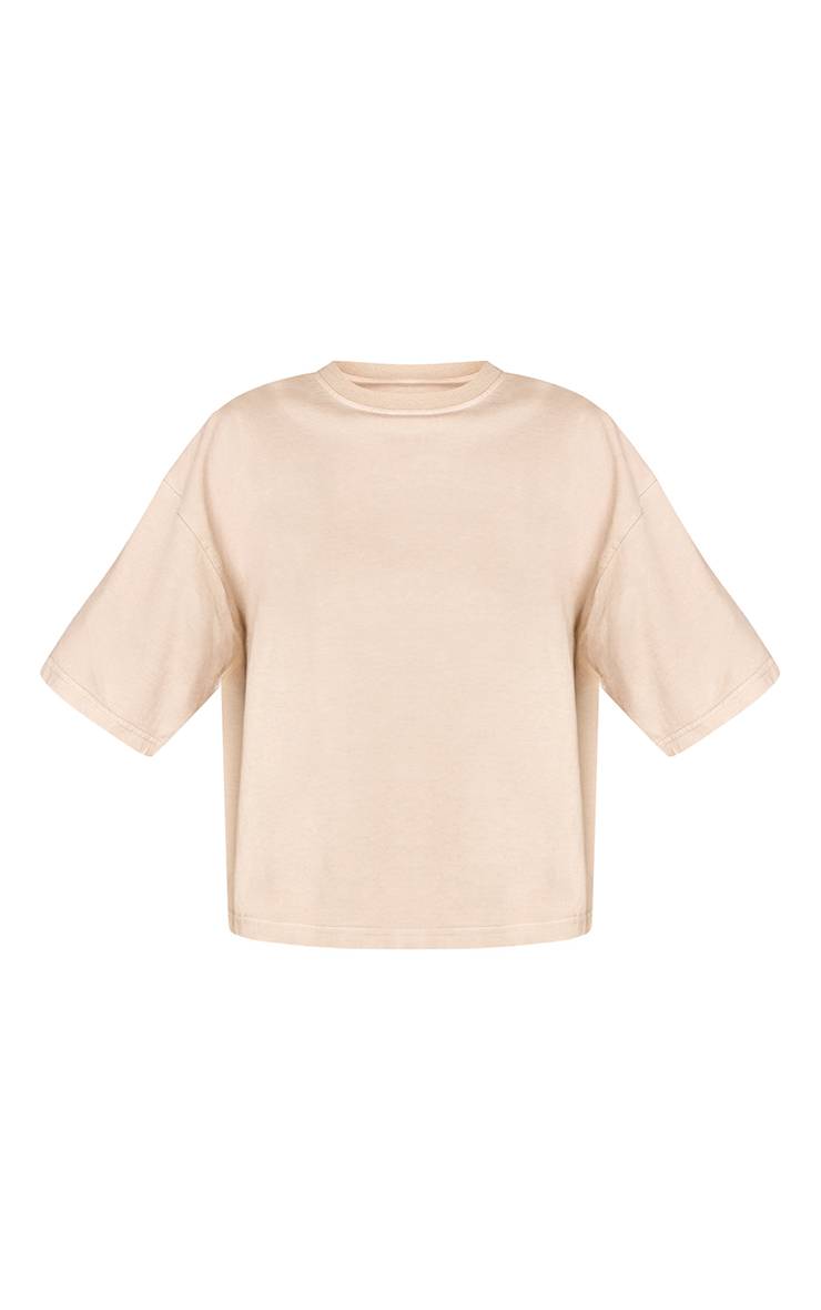 Vert Sauge T-shirt Oversize En Coton Délavé À L'acide