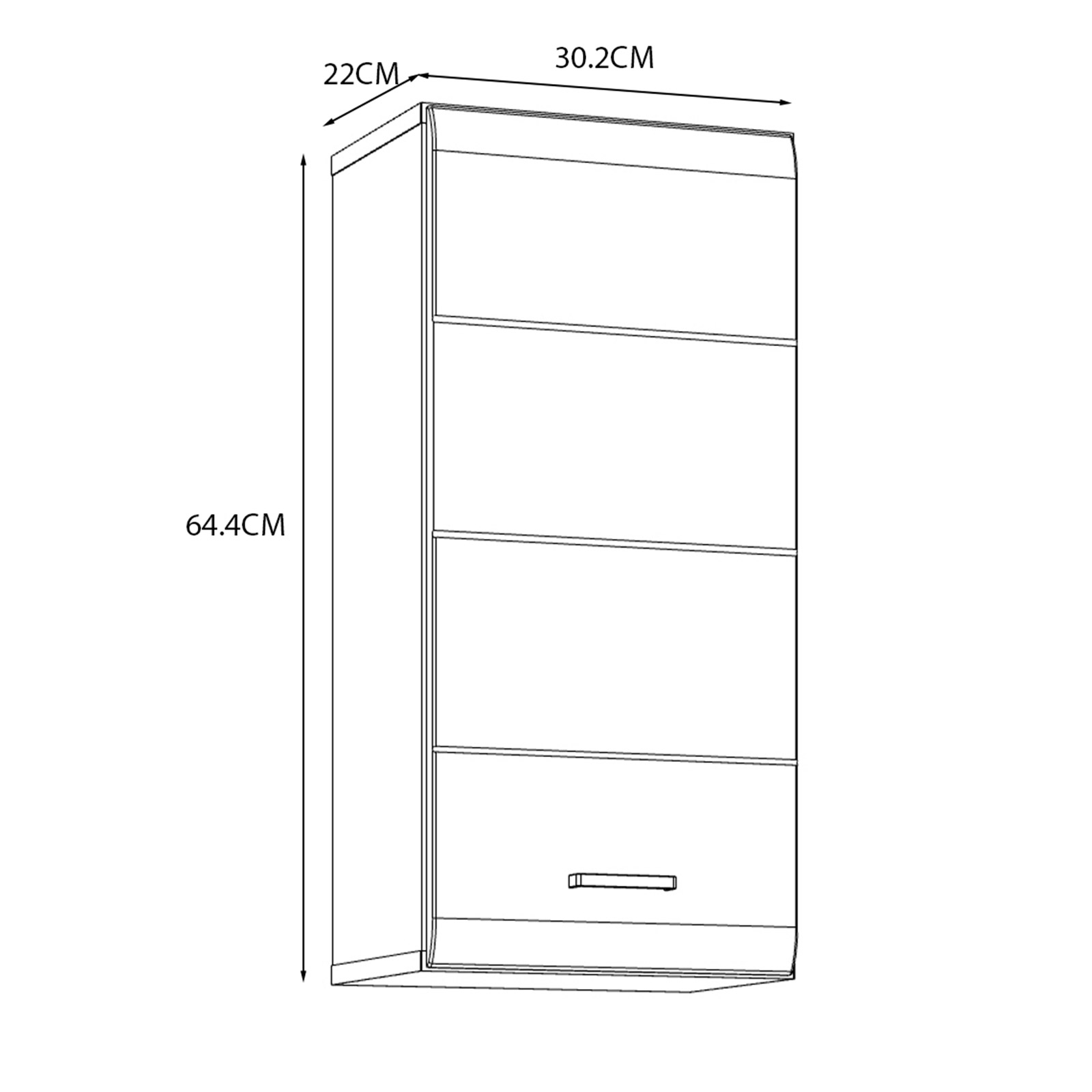 Hängeschrank - weiß Hochglanz-weiß - 64 cm hoch