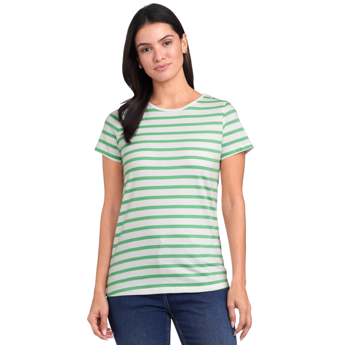 Famy 3 Damen T-Shirts in verschiedenen Dessins hellgrün / weiss / beere