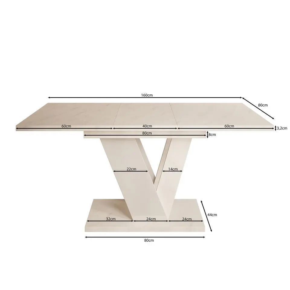 Meubella - Eetkamertafel Dayman - Zwart marmer - 160 cm - Uitschuifbaar
