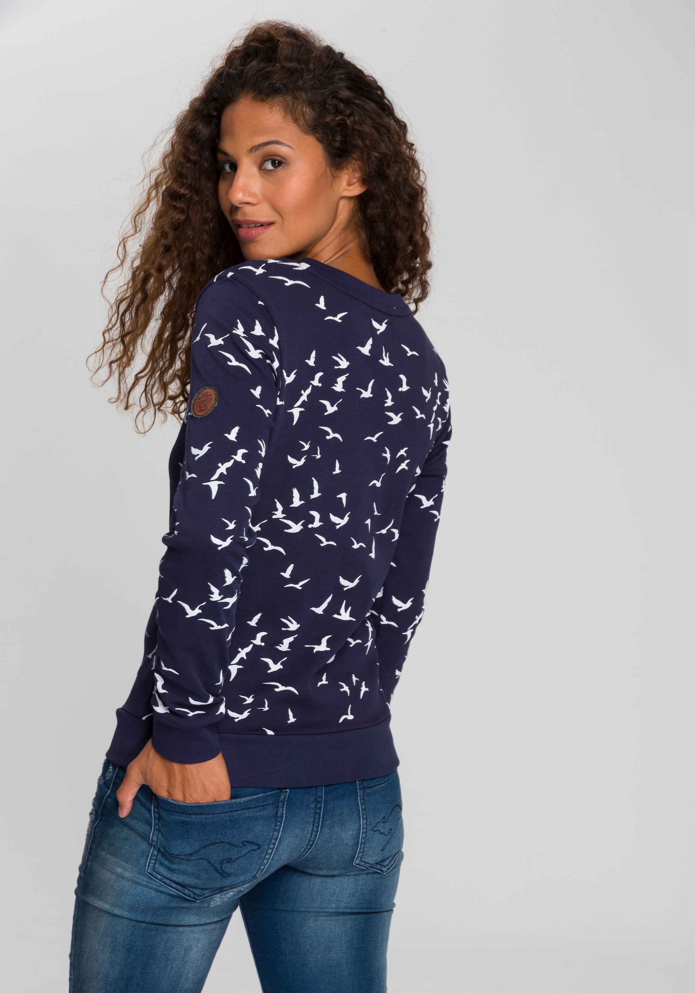 KangaROOS Sweatshirt , Langarm,  figurumspielender Schnitt,  bedruckt,  Rundhalsausschnitt