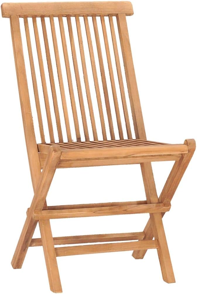 3-TLG. Garten-Essgruppe, klappbar, aus massivem Teakholz, mit cremeweißen Kissen, für Balkon, Terrasse & Outdoor-Bereich, witterungsbeständig