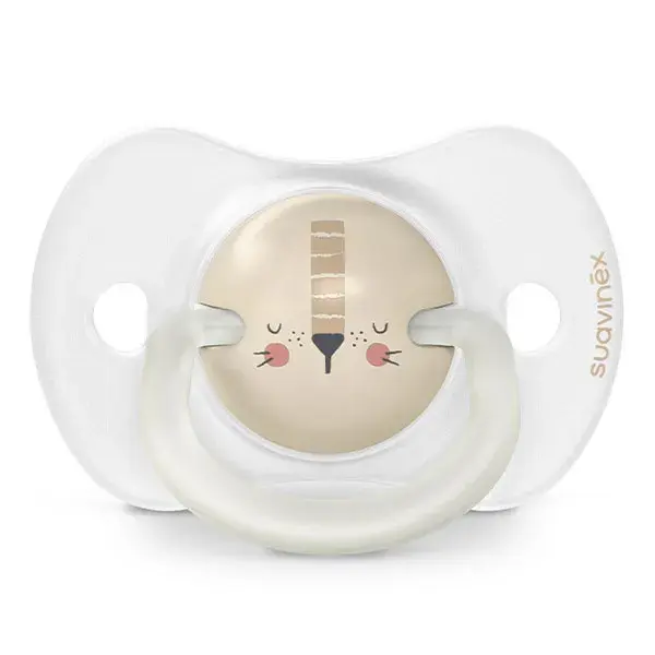 Chupetas Suavinex que brilham no escuro, pacote com 2, tamanho Sx Pro, 6-18 meses, modelo Night&Day Lion.
