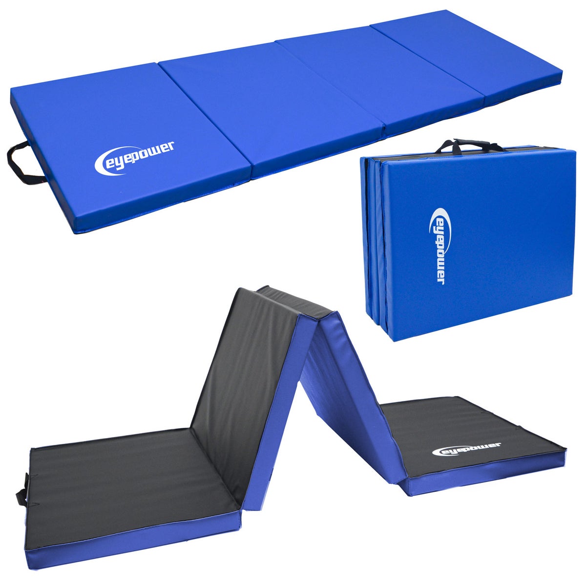 180x60 Opvouwbare Gymnastiekmat - 5cm Dikke Oefenmat Blauw Zwart