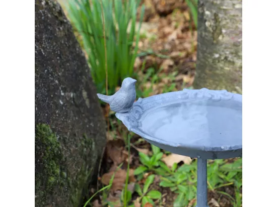 Bain d’oiseaux en fonte gris 25 x 18.5 x 39.5 cm