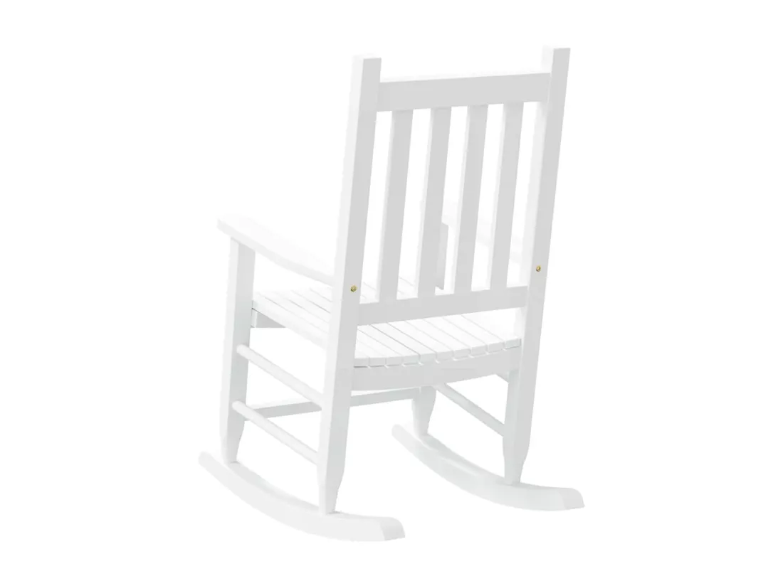 Chaise à bascule enfants blanc bois de peuplier massif