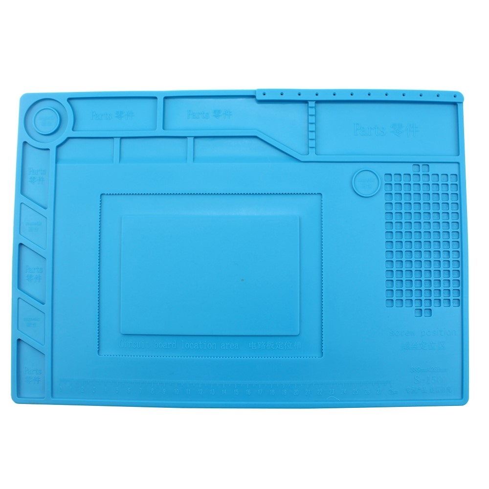 (38x26cm) Silikon Arbeitsmatte Hitzebeständige Anti-Rutsch Unterlage für Lötarbeiten / Reparaturen - Blau