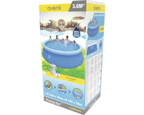 Opzetzwembad Fast-Set-Pool PVC rond Ø 360x76 cm incl. patroonfiltersysteem blauw