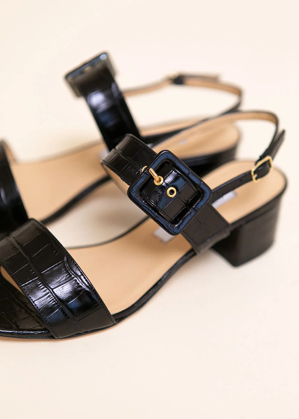 SANDALE NEWTON CROCO NOIR
