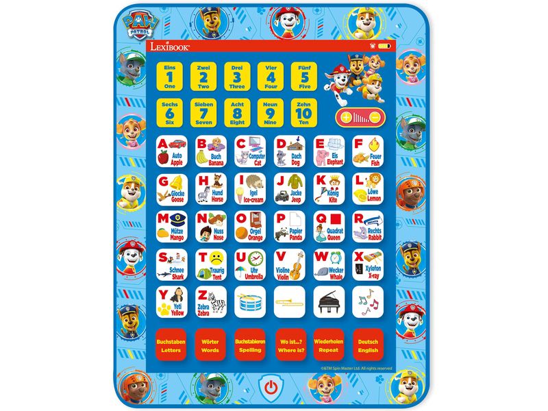 Lexibook Paw Patrol DE/EN Bilinguales Lerntablet mit Alphabet und tollen Funktionen