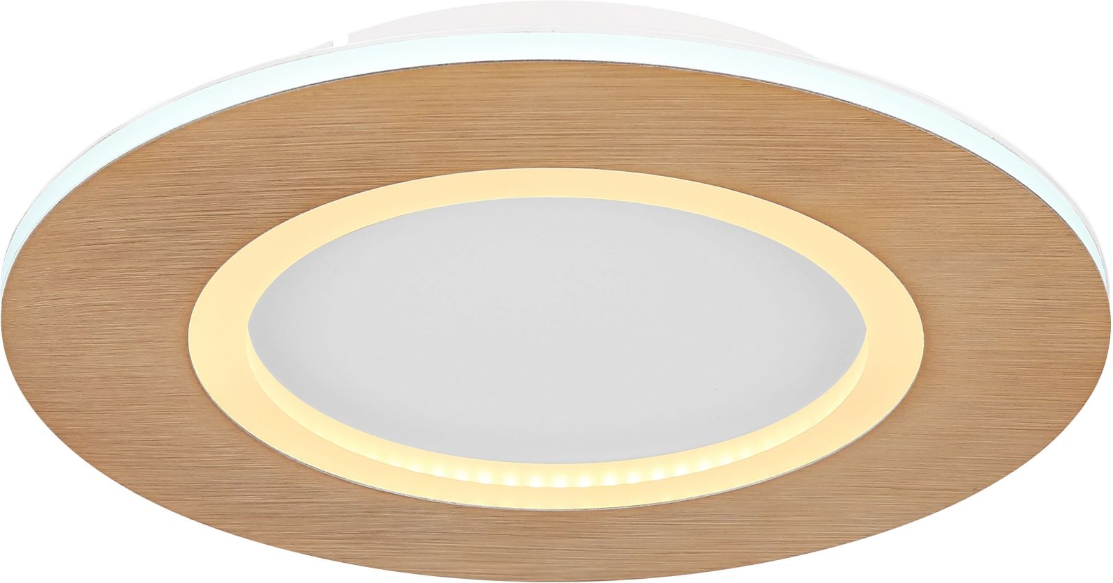 LED-Deckenleuchte - weiß-opal - Holzoptik - Ø 30 cm