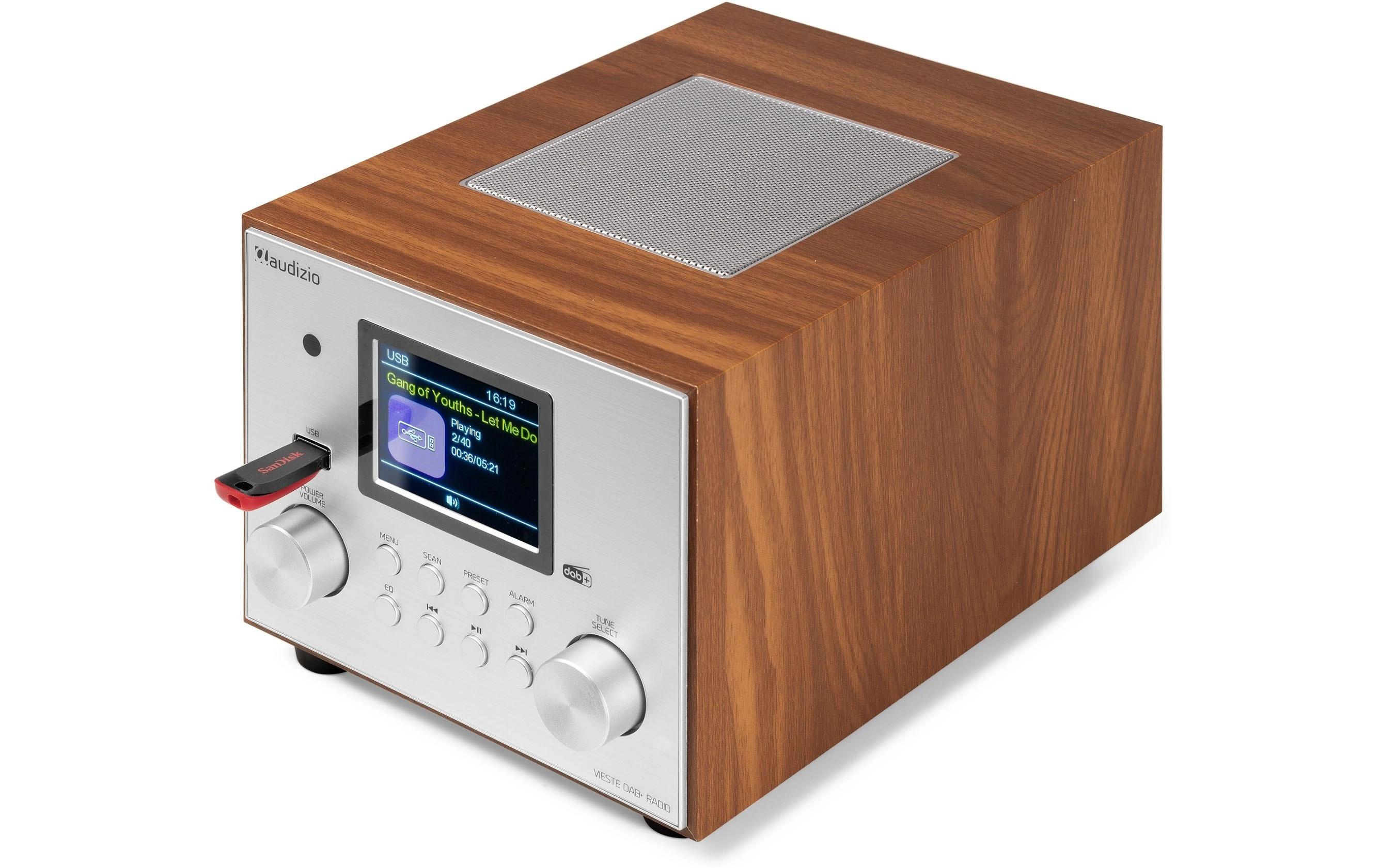 DAB+ Radio Vieste SilberDAB+ Radio mit Stereolautsprechern und Subwoofer