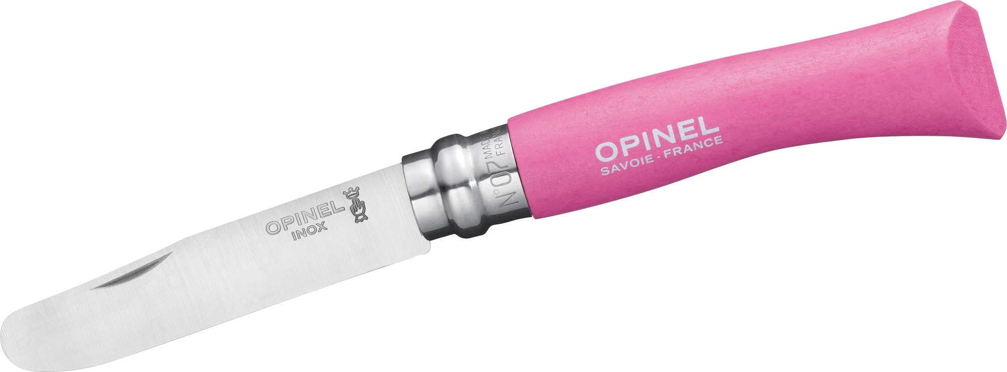 Opinel N°07 Taschenmesser für Kinder Klingenlänge 8 cm pink