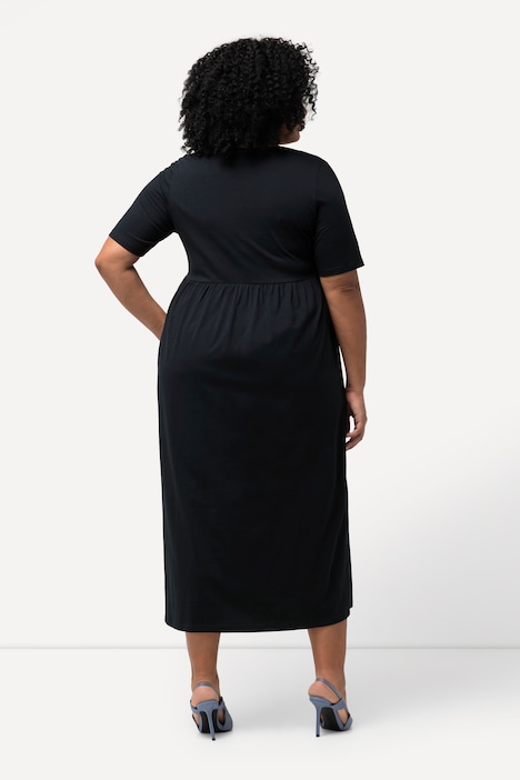Jerseykleid, Empirenaht, A-Linie, V-Ausschnitt, Halbarm