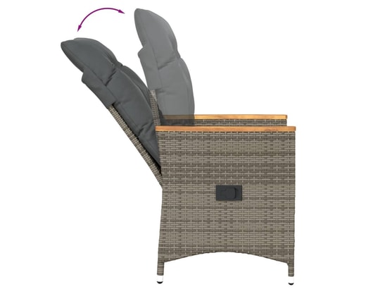 VIDAXL - Fauteuil Chaise inclinable de jardin avec coussins gris résine tress...