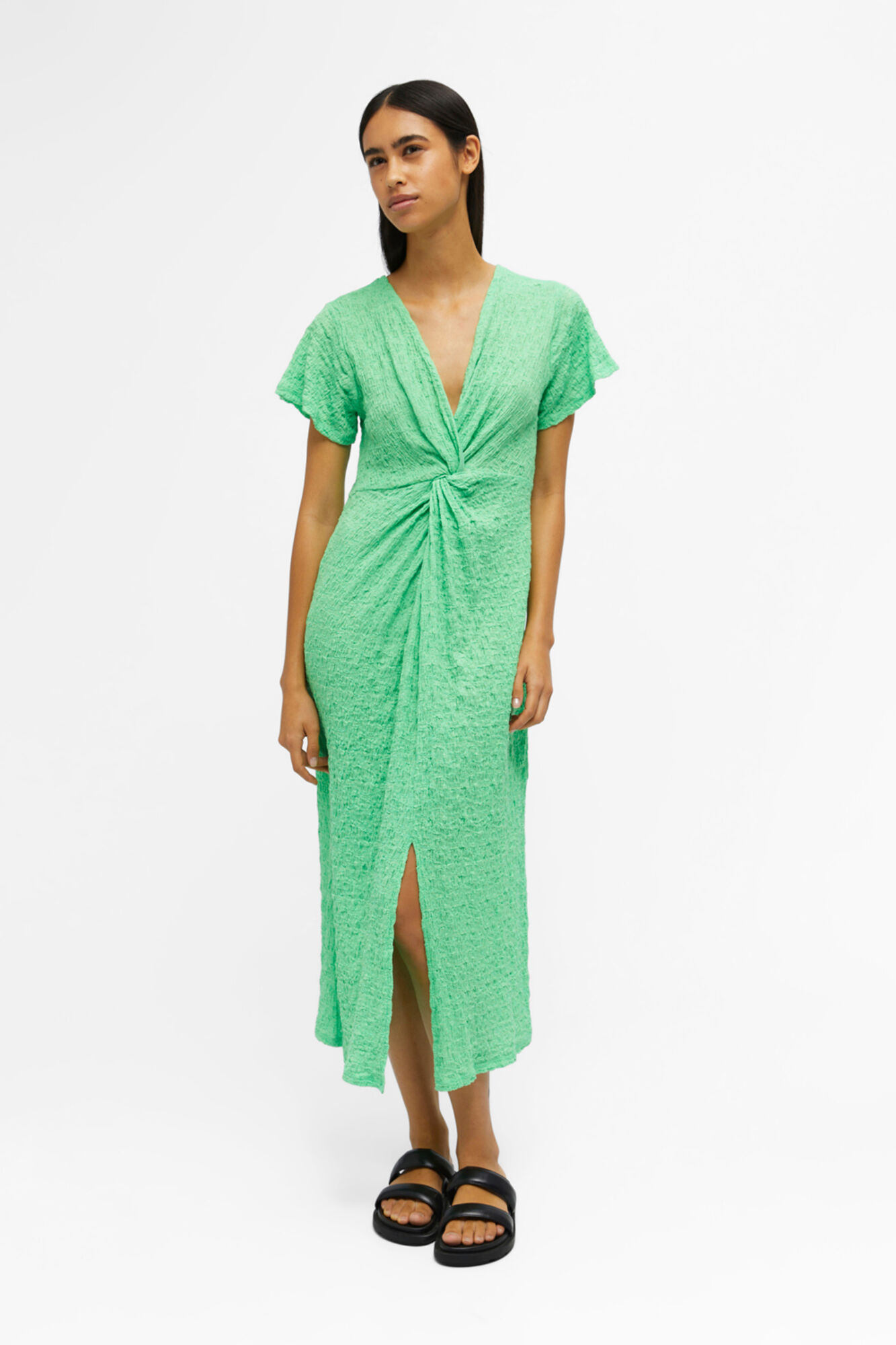 Vestido midi de tricô - Verde