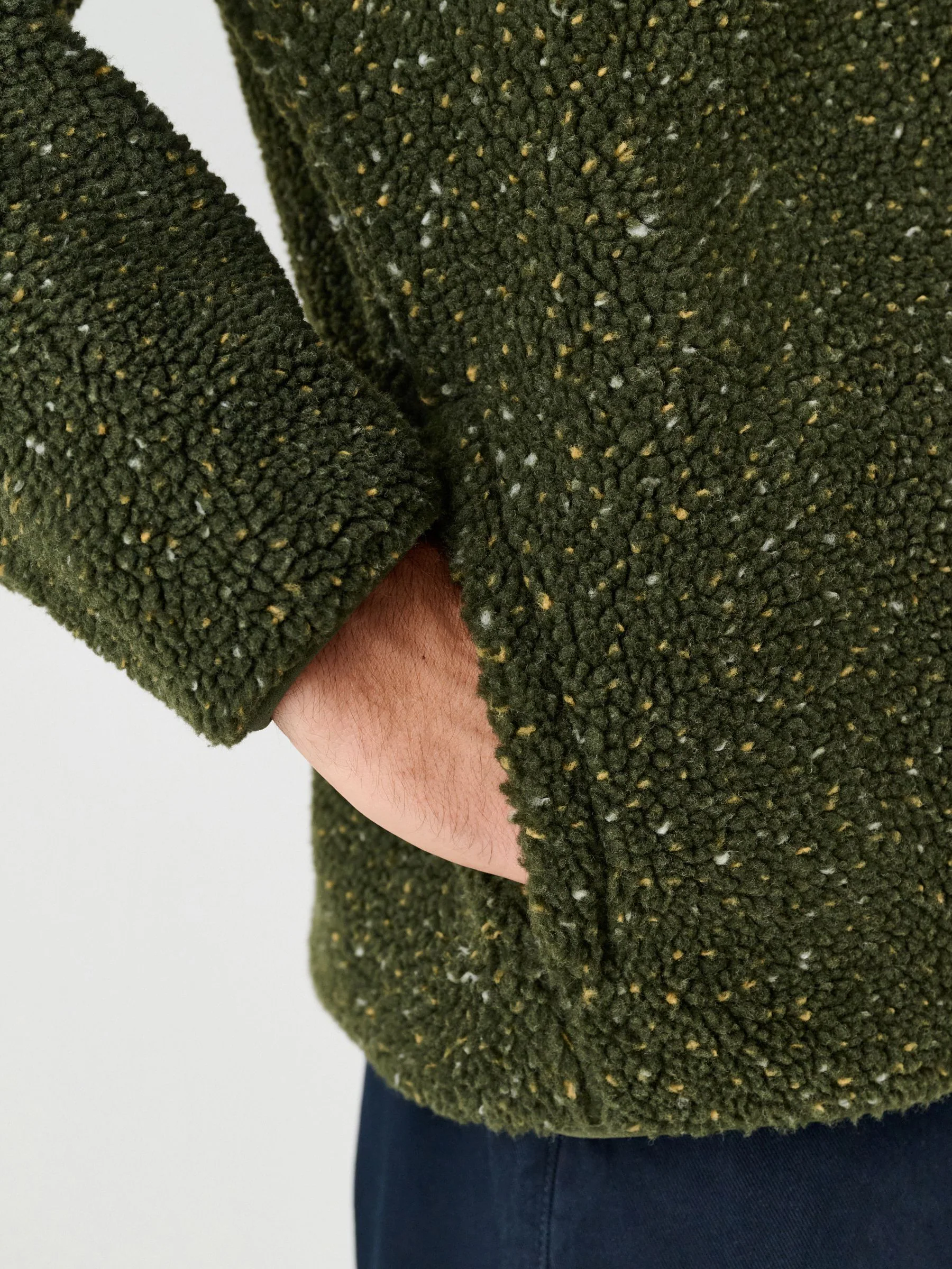 Kaki Groen nep - Doorritsbare funnel Borg Fleece
