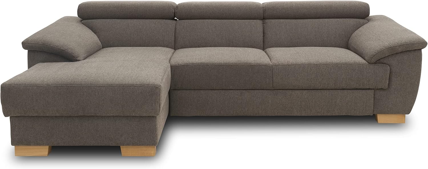 DOMO. collection Sofa David, Ecksofa mit Rückenfunktion, Eckcouch, Funktionssofa in L-Form mit Federkern, Longchair Links, 272 x 166 x 78 cm (BxTxH), braun