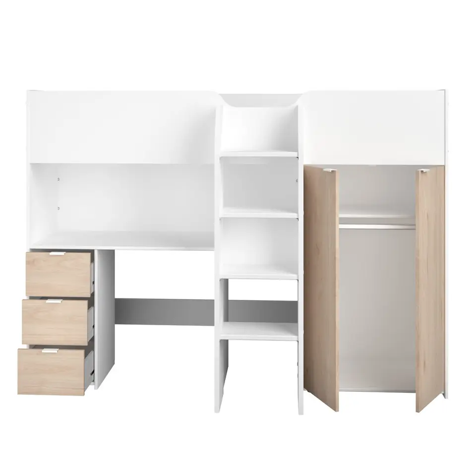 Halfhoogslaper Tristan - wit/eiken - 90x200 cm