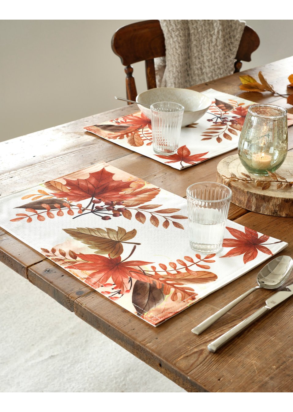Lot de 4 sets de table à imprimé feuillage