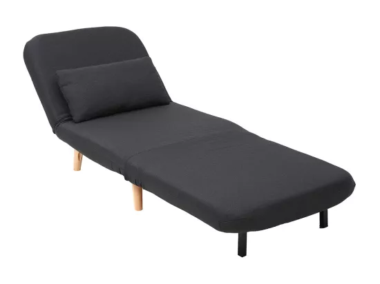Fauteuil convertible scandinave en tissu gris foncé et bois noir AMIKO