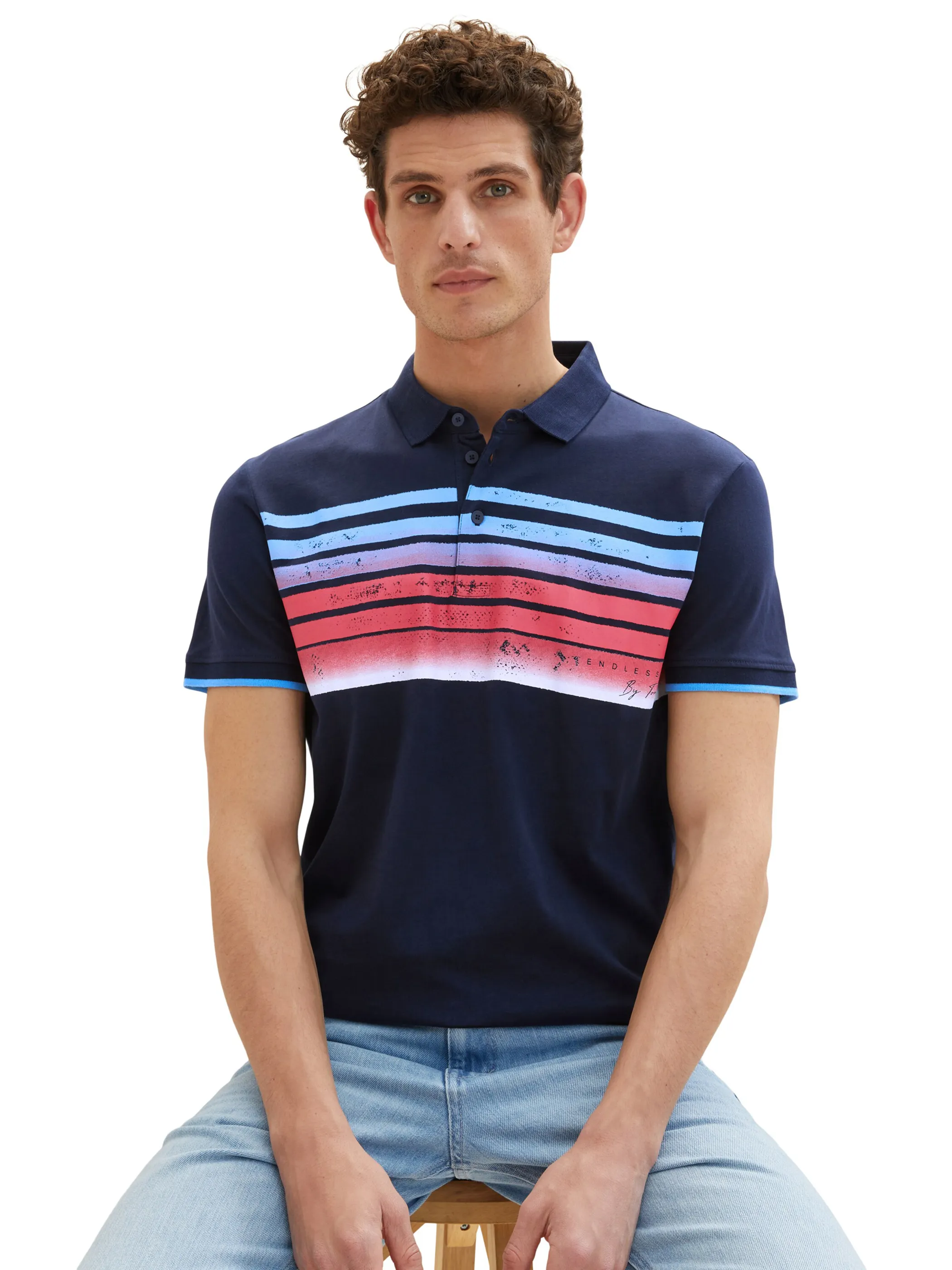 Herren Poloshirt mit Streifenprint