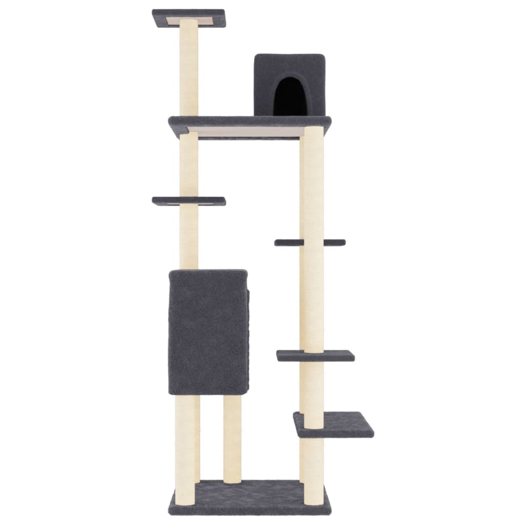 Arranhador para gatos vidaXL com hastes de sisal cinza escuro, 154 cm