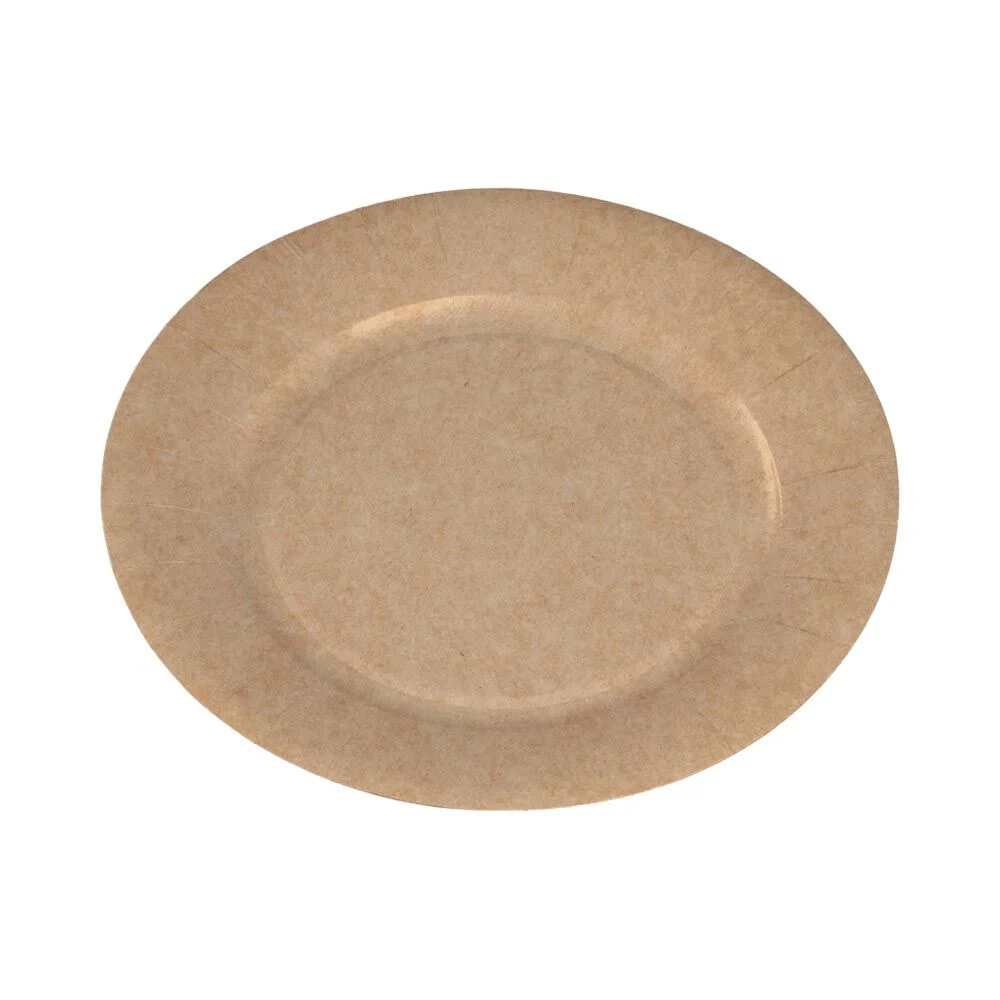 Lot de 50 assiettes à dessert rondes en carton kraft marron