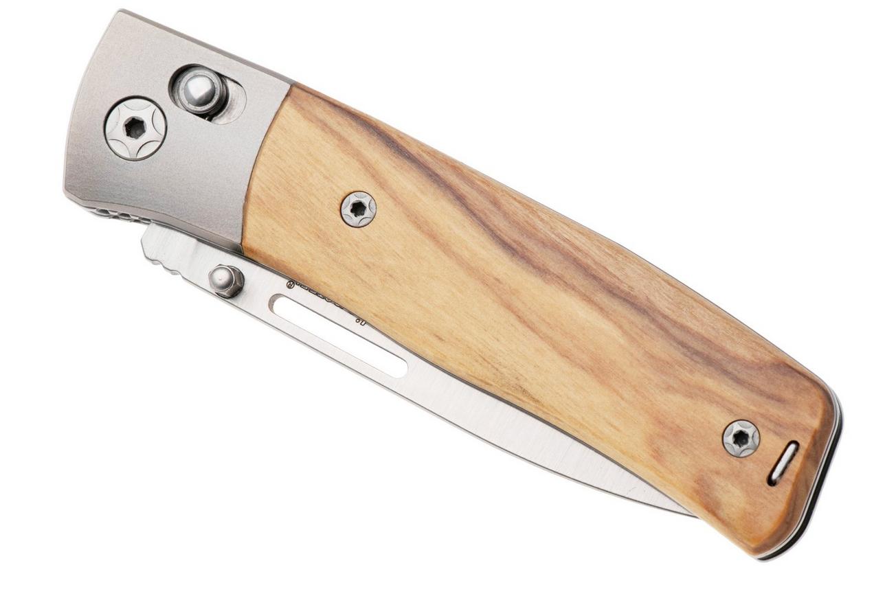 LionSteel NiNi NN2 UL M390 Satin, Titanium Bolsters, Olive Wood, zakmes, Gianni Pauletta design