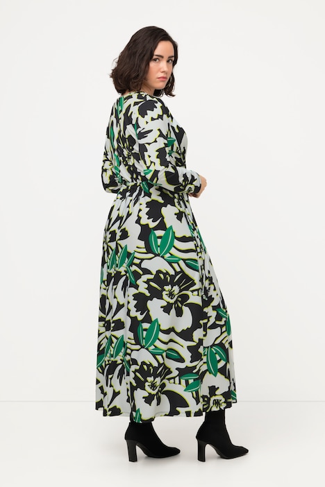 Jerseykleid, Wickeloptik, V-Ausschnitt, Langarm