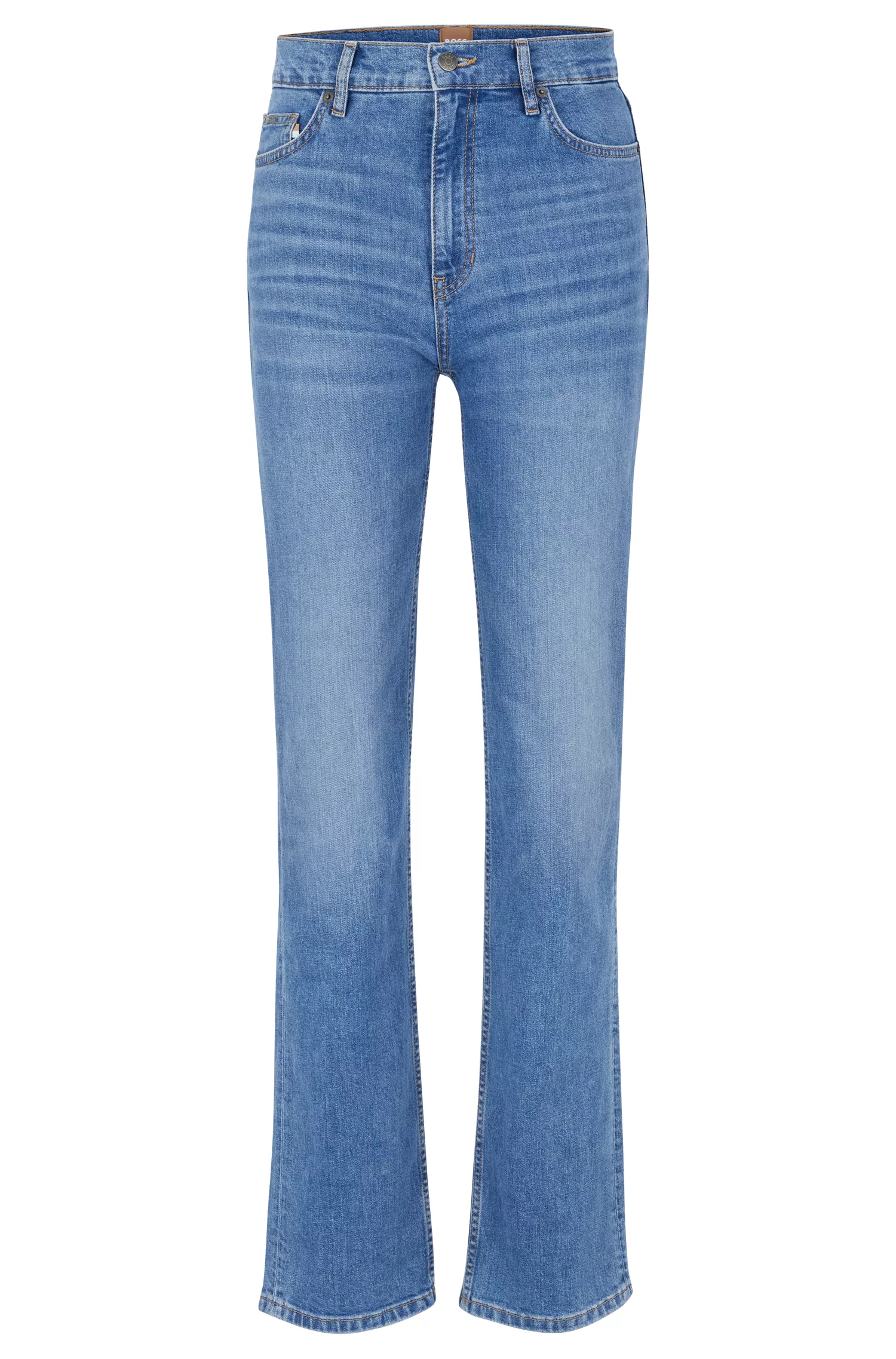 Calça jeans BOSS preta de cintura alta em denim azul com elasticidade confortável