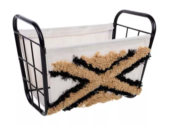 Panier de rangement en métal et tissu 31x18x17/23