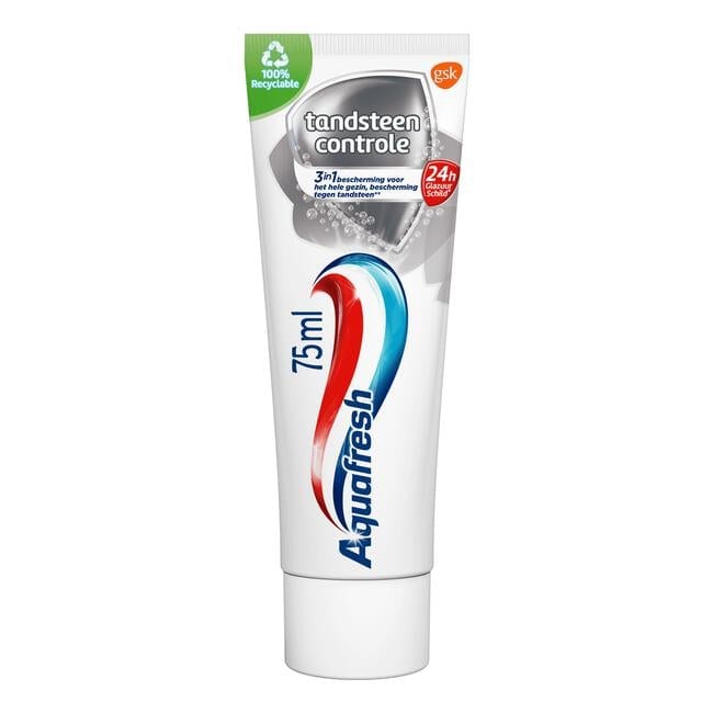 Aquafresh Tandsteen Controle Tandpasta Voor Gezonde Tanden 75 ML Recyclebare Plastic Tube & Dop