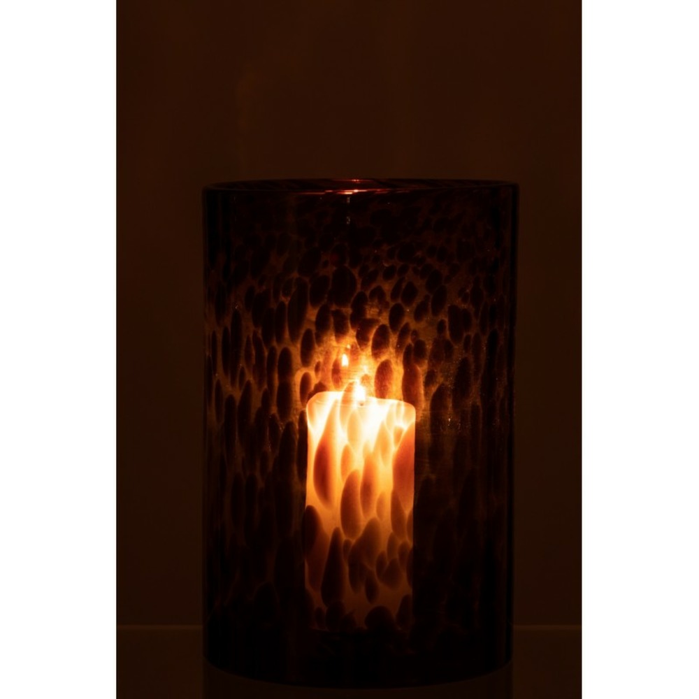 Photophore en verre marron 12x12x13 cm