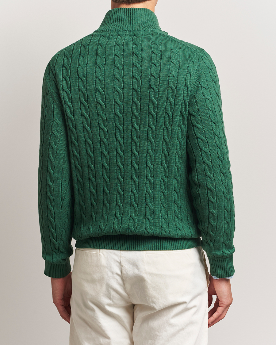 GANT Cotton Cable Half Zip Forest Green