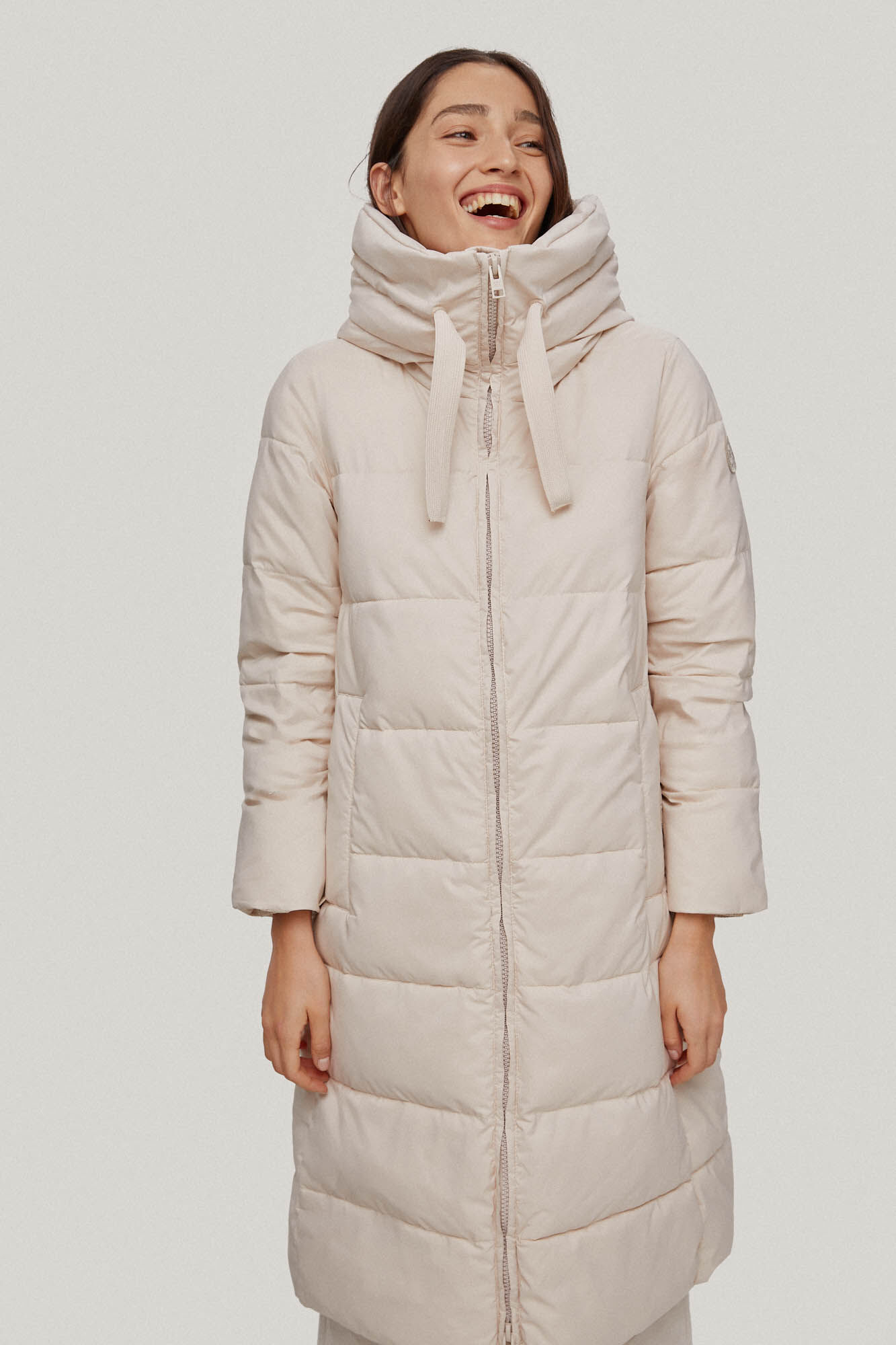 Parka comprida com capuz - Bege