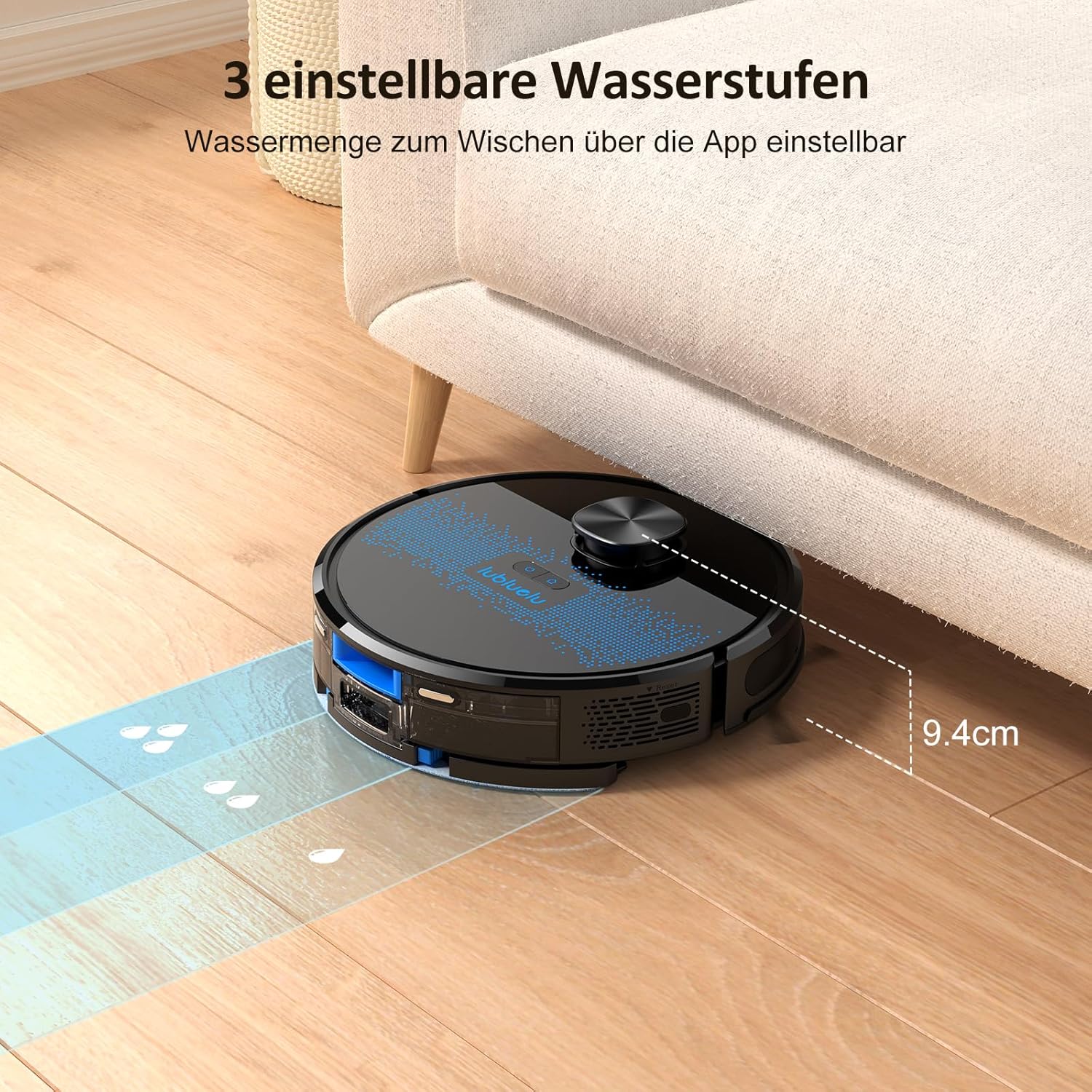 Lubluelu Saugroboter mit Wischfunktion 3-1, 4500Pa Staubsauger Roboter Lasernavigation mit 5 Karten, 55 dB Roboterstaubsauger mit APP, Saug und Wischroboter für Tierhaare, Teppiche, Hartböden, (SL60D)